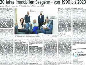 Zeitungsartikel 30 Jahre Immobilen Seegerer